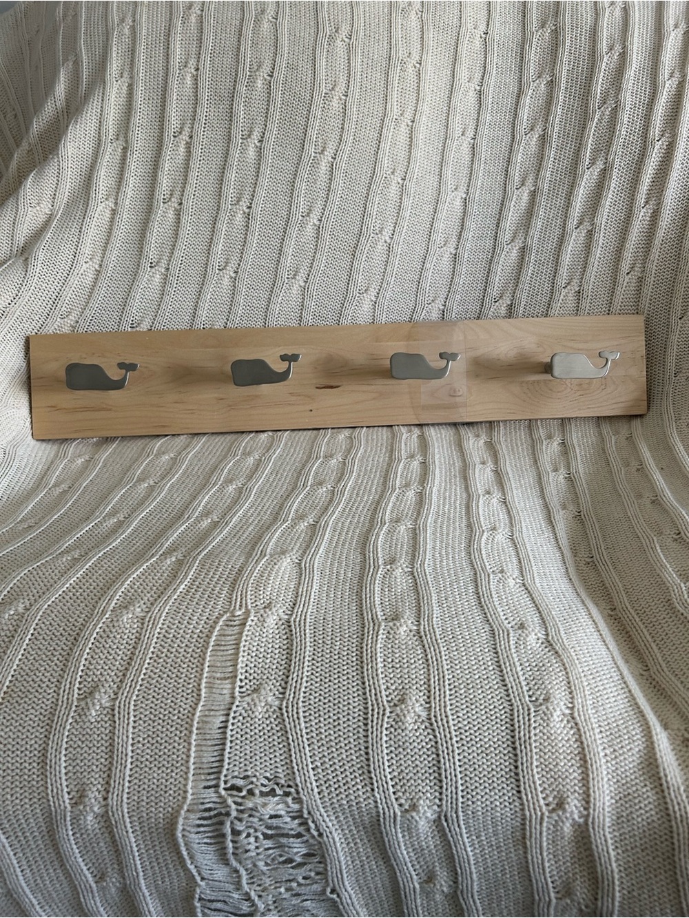 Vineyard Wines Whale Wooden Wall Hook Rack in Natural Wood